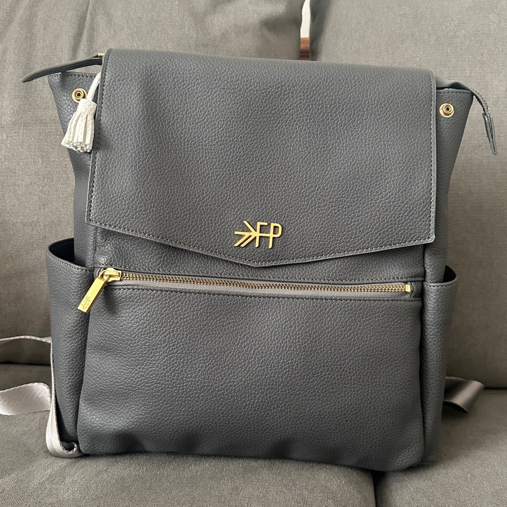 Freshly Picked Gray Backpack with Gold Accents
